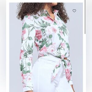 L'AGENCE - Gaia Tie Front Blouse in Rosa Print
